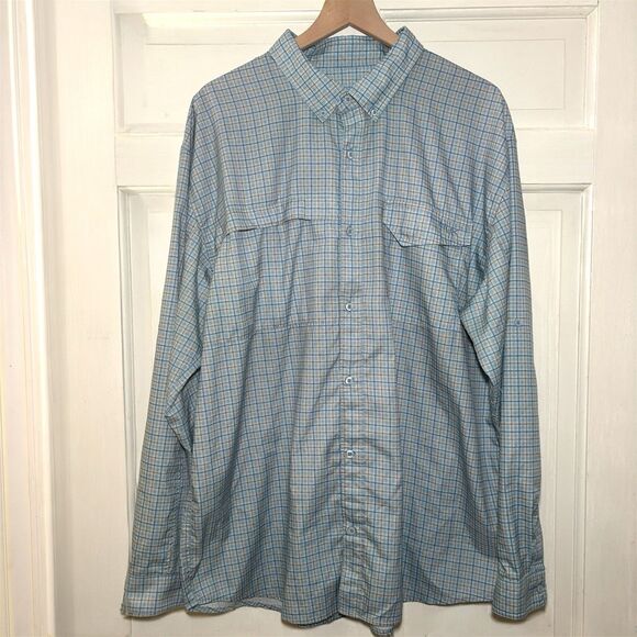 HUK Tide Point Performance Fishing Shirt  Long Sleeve Vented Blue Plaid Mens XXL - Picture 5 of 9